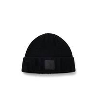 HUGO Wool-blend beanie hat with logo label - Style Sential_Hat, 50548413 Nero pz.