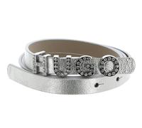 HUGO Cintura in pelle italiana con logo con cristalli e fodera interna integrale - Style Zula-S-L_Sz15, 50529601 Argento 90