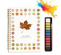 Hugs Garden Watercolor Workbook, Hugsgarden Water Color, Beginner Friendly Watercolor Workbook for Adults, Nature Scenes Paints Set Art Crafts, with 12 Colors Paint Set,Brush (Autumn)