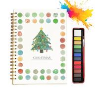 Hugs Garden Watercolor Workbook, Hugsgarden Water Color, Beginner Friendly Watercolor Workbook for Adults, Nature Scenes Paints Set Art Crafts, with 12 Colors Paint Set,Brush (Christmas)
