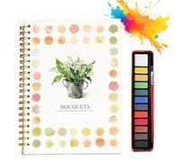 Hugs Garden Watercolor Workbook, Hugsgarden Water Color, Beginner Friendly Watercolor Workbook for Adults, Nature Scenes Paints Set Art Crafts, with 12 Colors Paint Set,Brush (Bouquets)