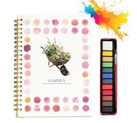 Hugs Garden Watercolor Workbook, Hugsgarden Water Color, Beginner Friendly Watercolor Workbook for Adults, Nature Scenes Paints Set Art Crafts, with 12 Colors Paint Set,Brush (Garden)