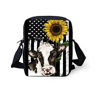 HUGS IDEA Animali Face Small Crossbody Bags Borsa a tracolla, Bandiera della mucca girasole, Small