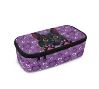 HUGS IDEA Astuccio carino per ragazze, con scomparto in rete, astuccio portatile per la scuola, Stampa gatto nero, Taglia unica, Zaino per la scuola