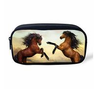 HUGS IDEA Astuccio per penne e matite con stampa di cavalli, per studenti, accessori per la scuola 22x4.5x11cm Horse Pattern 2