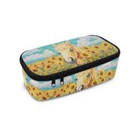 HUGS IDEA Astuccio per ragazze, grande capacità, con scomparto in rete, materiale scolastico, Cavallo di girasole, Taglia unica, Zaino per la scuola