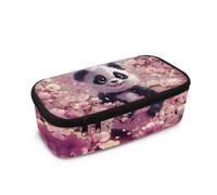 HUGS IDEA Astuccio per ragazze, studenti, bambini, grande capacità, multi-scomparto, Panda in fiore di cilie, Taglia unica, Zaino per la scuola