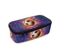 HUGS IDEA Astuccio per ragazzi, grande capacità, con cerniera, organizer per matite scolastiche per bambini, Galaxy Flame Calcio, Taglia unica, Zaino per la scuola