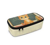 HUGS IDEA Astuccio portapenne per la scuola, astuccio leggero con scomparti multipli organizer per cancelleria, Gatto cartone animato., Taglia unica, Zaino per la scuola