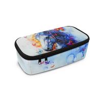 HUGS IDEA Astuccio portapenne per la scuola con astuccio leggero multi-scomparto, Cavallo Tie-dye, Taglia unica, Zaino per la scuola