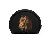 HUGS IDEA Borsa a semicerchio per monete da donna e ragazza, resistente, con cerniera, mini portamonete da viaggio, Cavallo Marrone Animale, Taglia unica, Portamonete