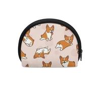 HUGS IDEA Borsa a semicerchio per monete da donna e ragazza, resistente, con cerniera, mini portamonete da viaggio, Corgi, Taglia unica, Portamonete