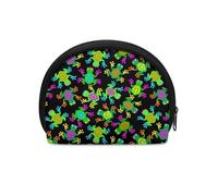 HUGS IDEA Borsa a semicerchio per monete da donna e ragazza, resistente, con cerniera, mini portamonete da viaggio, Rana verde dei cartoni animati, Taglia unica, Portamonete