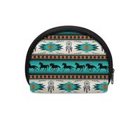 HUGS IDEA Borsa a semicerchio per monete da donna e ragazza, resistente, con cerniera, mini portamonete da viaggio, Cavallo azteco tribale geometrico, Taglia unica, Portamonete
