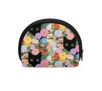 HUGS IDEA Borsa a semicerchio per monete da donna e ragazza, resistente, con cerniera, mini portamonete da viaggio, Gatti floreali, Taglia unica, Portamonete