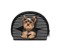 HUGS IDEA Borsa a semicerchio per monete da donna e ragazza, resistente, con cerniera, mini portamonete da viaggio, Cucciolo di Yorkshire Terrier, Taglia unica, Portamonete