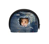 HUGS IDEA Borsa a semicerchio per monete da donna e ragazza, resistente, con cerniera, mini portamonete da viaggio, Grazioso criceto, Taglia unica, Portamonete