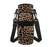 HUGS IDEA Borsa a tracolla con tracolla regolabile e 2 tasche per bottiglie d'acqua, Marrone leopardato., Taglia unica, Zaino bici