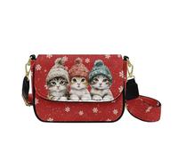 HUGS IDEA Borsa a tracolla da donna, alla moda, in pelle, Gatti carini., Taglia unica