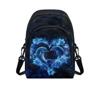 HUGS IDEA Borsa a tracolla da donna borsa a tracolla leggera con tasche con cerniera, Delfino blu., Taglia unica