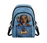 HUGS IDEA Borsa a tracolla da donna borsa a tracolla leggera con tasche con cerniera, Grazioso bassotto, Taglia unica