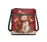 HUGS IDEA Borsa a tracolla da donna borsa a tracolla natalizia per donna borsa a tracolla in pelle, Pupazzo di neve rosso., Taglia unica