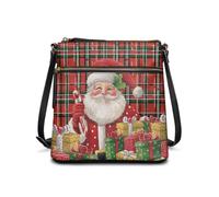 HUGS IDEA Borsa a tracolla da donna borsa a tracolla natalizia per donna borsa a tracolla in pelle, Simpatico Babbo Natale., Taglia unica