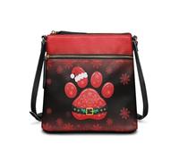 HUGS IDEA Borsa a tracolla da donna borsa a tracolla natalizia per donna borsa a tracolla in pelle, Zampa di cane, Taglia unica