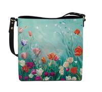 HUGS IDEA Borsa a tracolla da donna con cinghie regolabili, manico superiore, borsa a secchiello, leggera e portatile, Tulipano floreale, Taglia unica