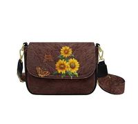 HUGS IDEA Borsa a tracolla da donna in pelle borsa a tracolla alla moda Hobo borse con tracolla larga, Girasole, Taglia unica