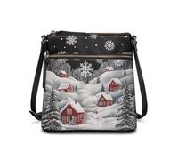 HUGS IDEA Borsa a tracolla da donna in pelle borsa a tracolla per donna borsa hobo per lavoro e viaggio, Villaggio di Natale., Taglia unica