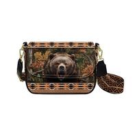 HUGS IDEA Borsa a tracolla da donna, in pelle, con tasca interna, alla moda, Orso Tribale Marrone, Taglia unica