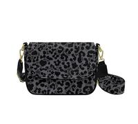 HUGS IDEA Borsa a tracolla da donna in pelle con tasche con cerniera, Stampa leopardata grigia, Taglia unica