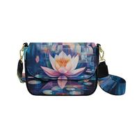 HUGS IDEA Borsa a tracolla da donna in pelle con tracolla per chitarra, portafoglio da viaggio vintage, Loto blu, Taglia unica