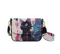 HUGS IDEA Borsa a tracolla da donna in pelle con tracolla per chitarra, portafoglio da viaggio vintage, Gatto Graffiti, Taglia unica