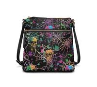 HUGS IDEA Borsa a tracolla da donna in pelle di Halloween borsa a tracolla regalo per le vacanze, Ragnatela colorata, Taglia unica