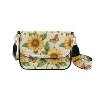 HUGS IDEA Borsa a tracolla da donna, leggera, in pelle, Stampa girasole., Taglia unica
