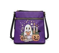 HUGS IDEA Borsa a tracolla da donna, stile gotico, per Halloween, Zucca di Halloween fantasma, Taglia unica