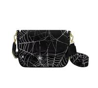 HUGS IDEA Borsa a tracolla gotica da donna in pelle con tracolla larga borsa alla moda, Spider Web, Taglia unica