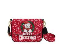 HUGS IDEA Borsa a tracolla natalizia da donna in pelle borsa a tracolla borsa hobo natalizia, Pupazzo di neve con scritta "Merry Christmas"., Taglia unica