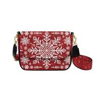 HUGS IDEA Borsa a tracolla natalizia da donna in pelle con tracolla larga, Fiocco di neve, Taglia unica