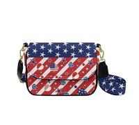 HUGS IDEA Borsa a tracolla per donna in pelle borsa a tracolla moda borse a tracolla per signora, Stampa Bandiera Americana, Taglia unica