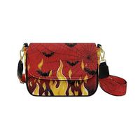 HUGS IDEA Borsa a tracolla per Halloween, da donna, borsa a tracolla in pelle, Pipistrello della fiamma, Taglia unica