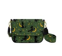 HUGS IDEA Borsa a tracolla per Halloween, da donna, borsa a tracolla in pelle, Strega della Luna, Taglia unica