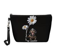 HUGS IDEA Borsa cosmetica da donna con manico con stampa floreale Boston Terrier, Bassotto Daisy