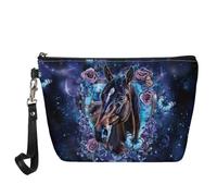 HUGS IDEA Borsa cosmetica da donna con manico con stampa floreale Boston Terrier, Cuore Cavallo Flore