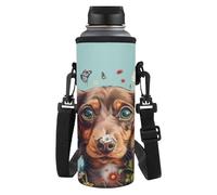 HUGS IDEA Borsa leggera per bottiglia d'acqua con cinghia per viaggi all'aperto, Grazioso bassotto, L, Organizer per borse