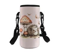 HUGS IDEA Borsa per bottiglia d'acqua per ragazze e bambini, porta borraccia antipolvere, Riccio ai funghi, L, Organizer per borse