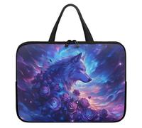 HUGS IDEA Borsa per computer portatile, borsa messenger, borsa da trasporto per ufficio, Galaxy Wolf, 17 inch