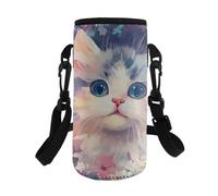 HUGS IDEA Borsa porta bottiglie d'acqua antiurto con tracolla, Gatto divertente., L, Organizer per borse